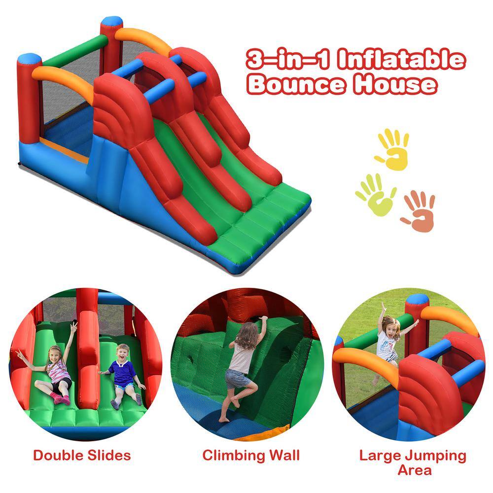 Costway Inflatable Bounce House 3-in-1 Dual Slides Jumping Castle Bouncer with 550-Watt Blower OP70800+ES10150US