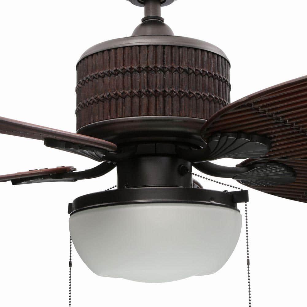 Home Decorators Collection Tahiti Breeze 52 in LED IndoorOutdoor Natural Iron Ceiling Fan with Mahogany Bamboo Accents