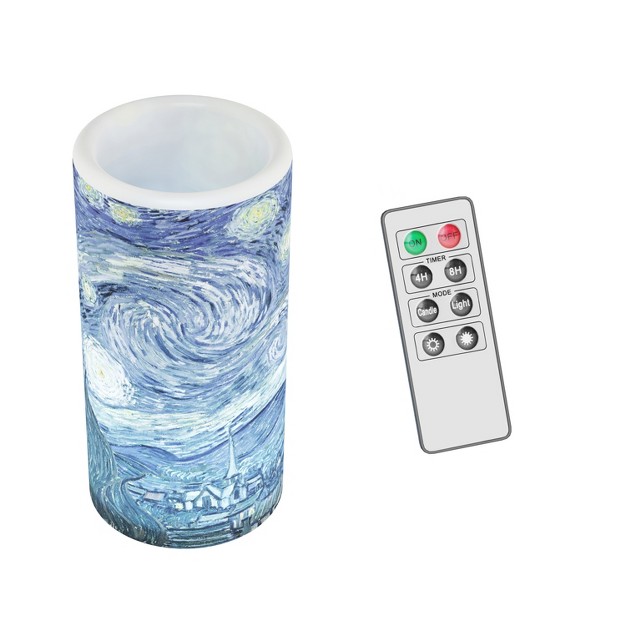 Hastings Home Led Starry Night Candle With Realistic Flameless Light Remote Control Timer And Vanilla Scent Blue And White