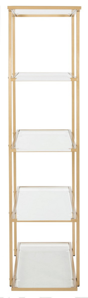 Leena 5 Tier Etagere/ Bookcase Gold/ Clear   Modern   Bookcases   by Virgil Stanis Design  Houzz