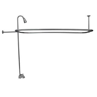 Pegasus 2-Handle Claw Foot Tub Faucet with Riser 48 in. Rectangular Shower Ring and Showerhead in Polished Chrome 4190-48-CP