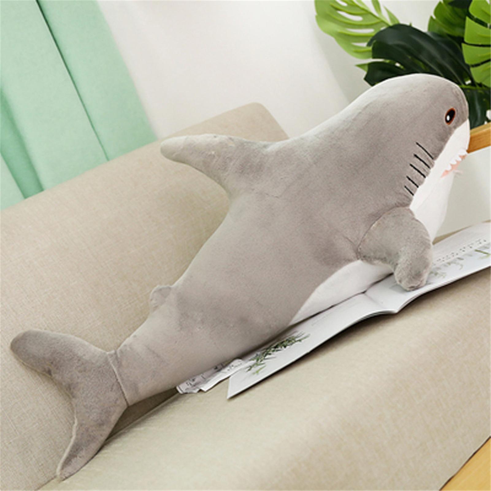 Shark Pillows Stuffed Animal Plush Soft Fluffy Funny Gifts for Brave Boy's and Girl's Room Shark Decor Gray 80cm/31.5in