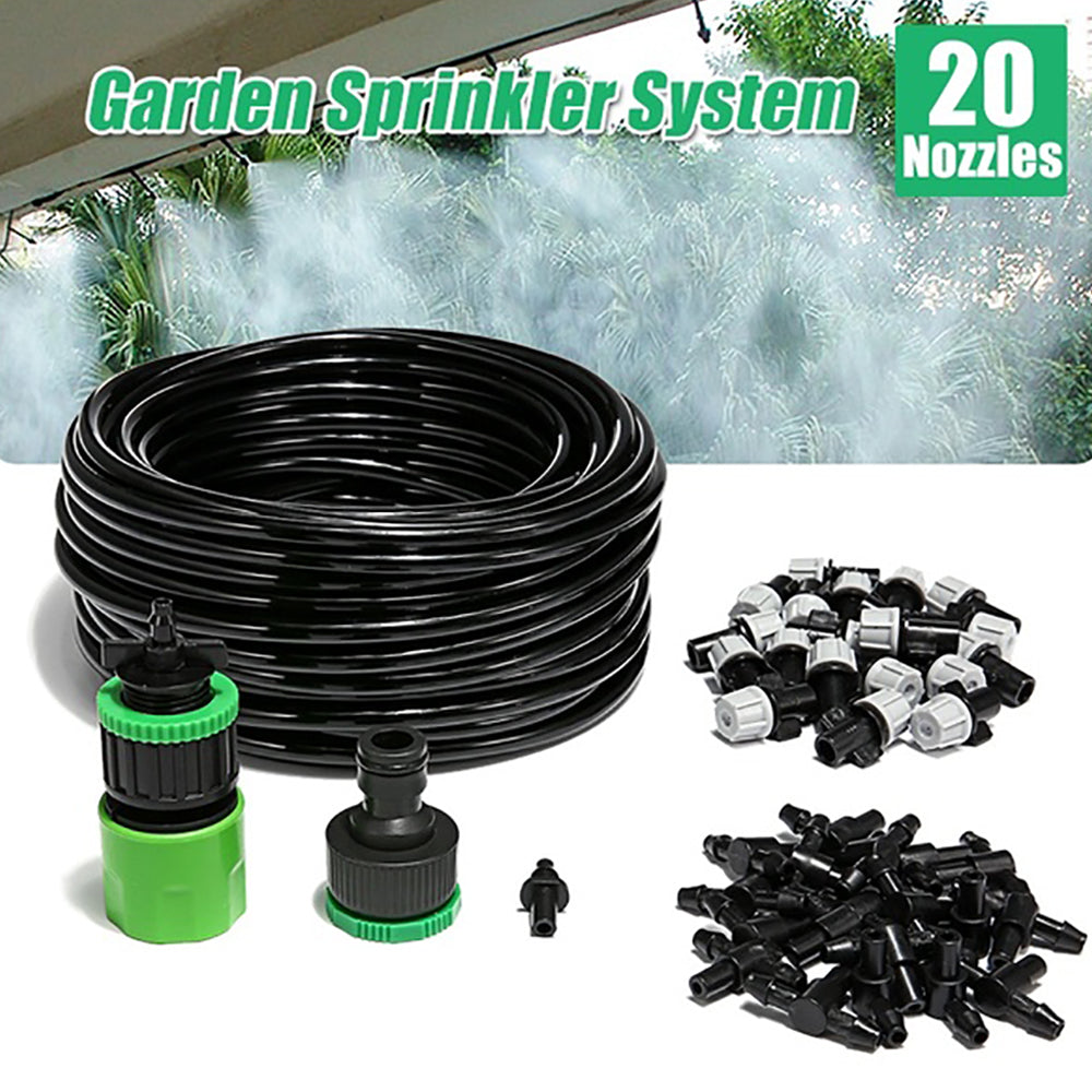 NKTIER Garden Sprinkler Cooling System Water Misting Spray Hose Watering Hose Kit 20M