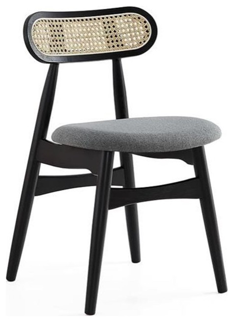 Manhattan Comfort Colbert 18.11 quotWood Dining Chair in Black/Gray (Set of 4)   Tropical   Dining Chairs   by Homesquare  Houzz