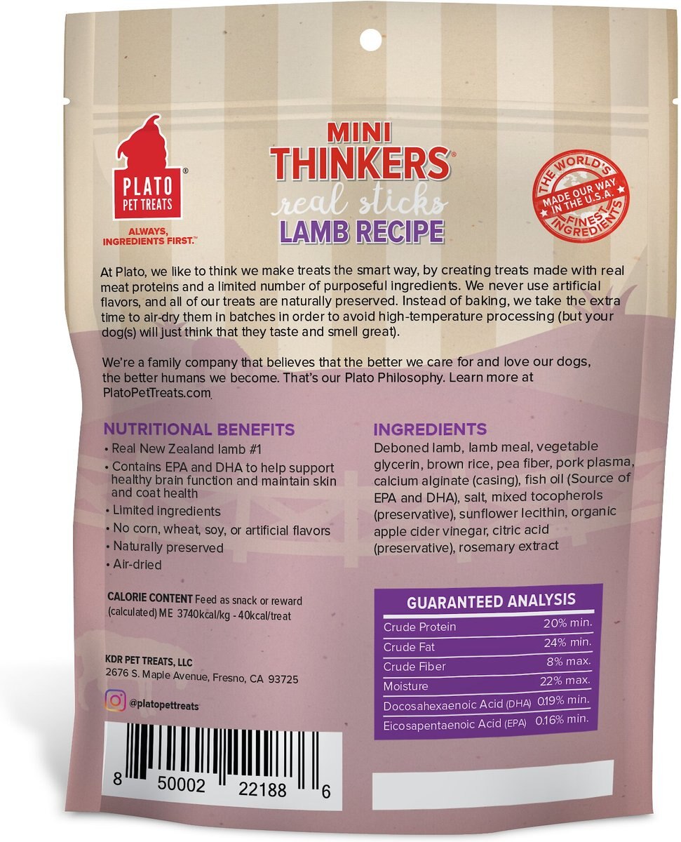 Plato Mini Thinkers Real Sticks Lamb Recipe Dog Treats