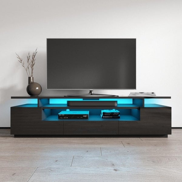 Strick and Bolton Sparkes 77-inch High Gloss TV Stand with LED Lights