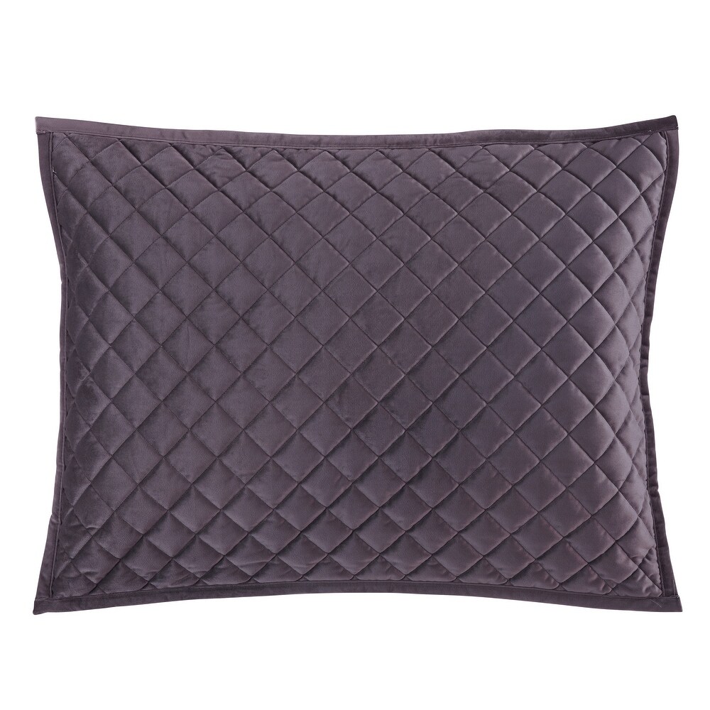 HiEnd Accents Velvet Diamond Quilted Pillow Sham Set  2PC