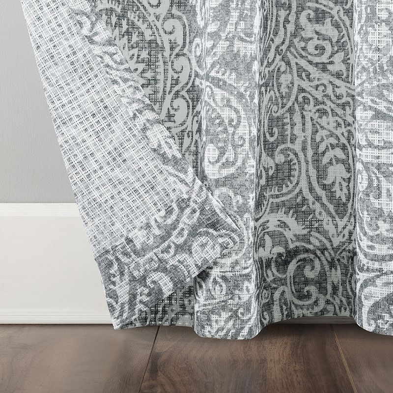 Archaeo Paisley Waffle Weave Cotton Blend Semi-Sheer Rod Pocket Window Curtain