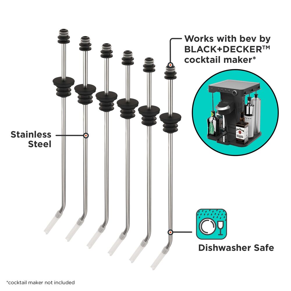 bev by BLACK+DECKER™ Cocktail Maker Replacement Straws (6)