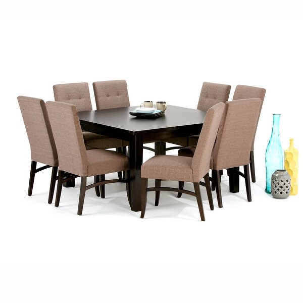 WYNDENHALL Hawthorne Contemporary 9 Pc Dining Set with 8 Upholstered Dining Chairs and 54 inch Wide Table