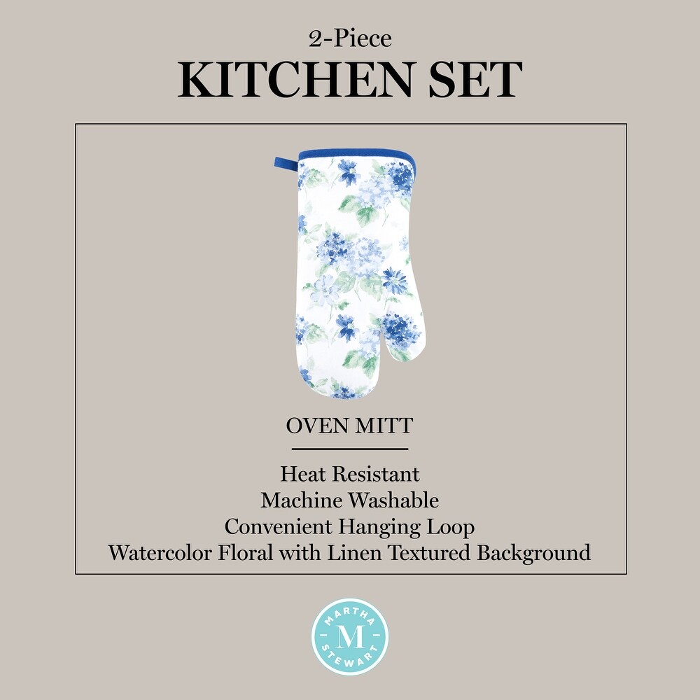 Martha Stewart Amber Floral Oven Mitt   Pot Holder Set 2 Pack   OM: 7\