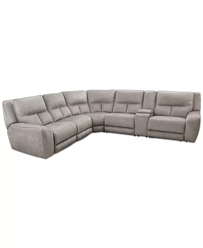 Furniture CLOSEOUT! Terrine 6-Pc. Fabric Sectional with 2 Power Motion Recliners and 1 USB Console