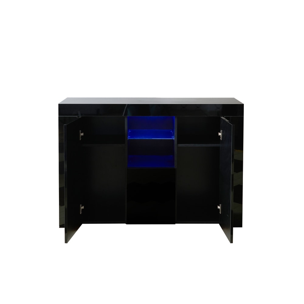 Sideboard Cupboard with LED Light Buffet Storage Cabinet TV Stand Unit Display Cabinet with Drawer and 2 Doors