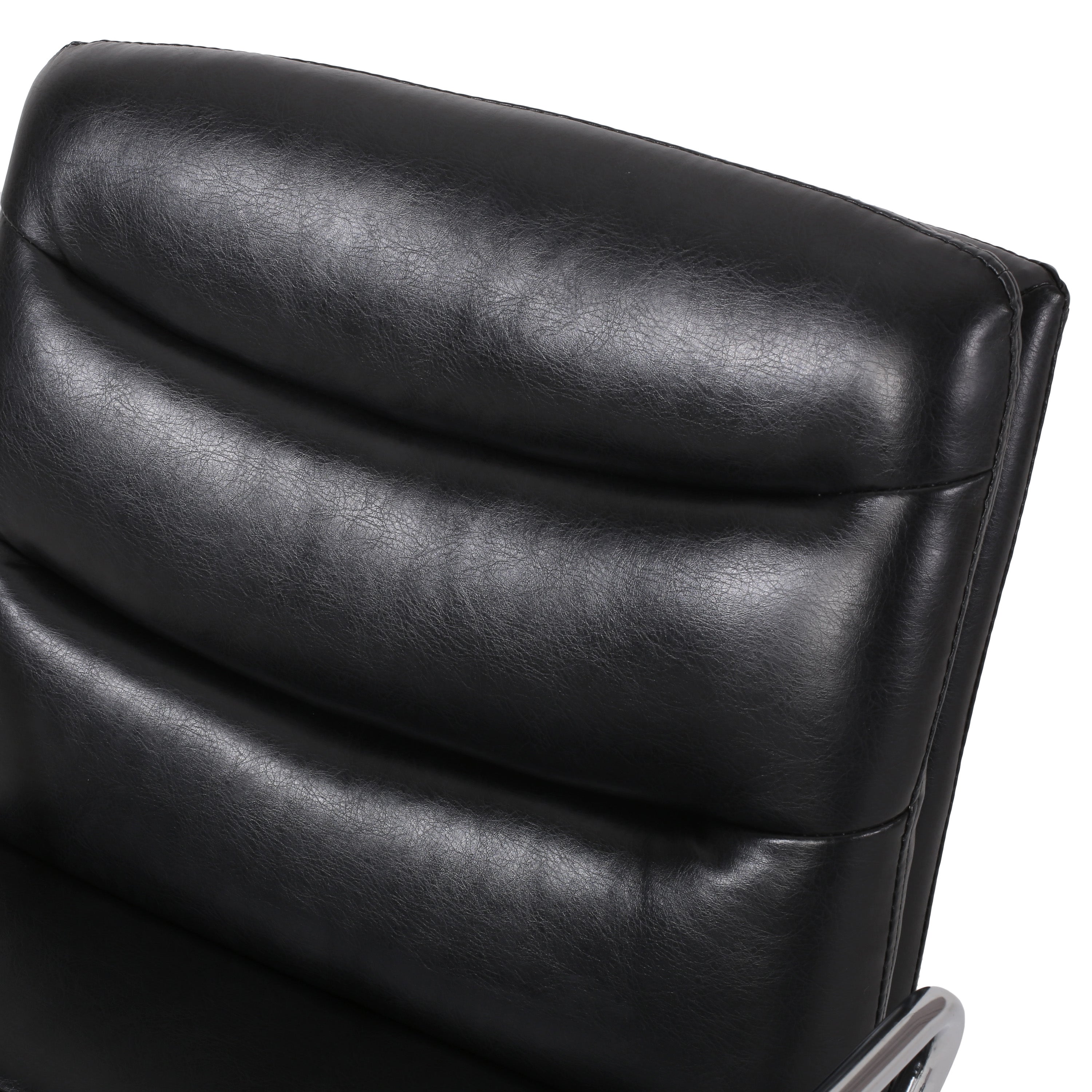 Gould Contemporary Faux Leather Channel Stitch Swivel Office Chair