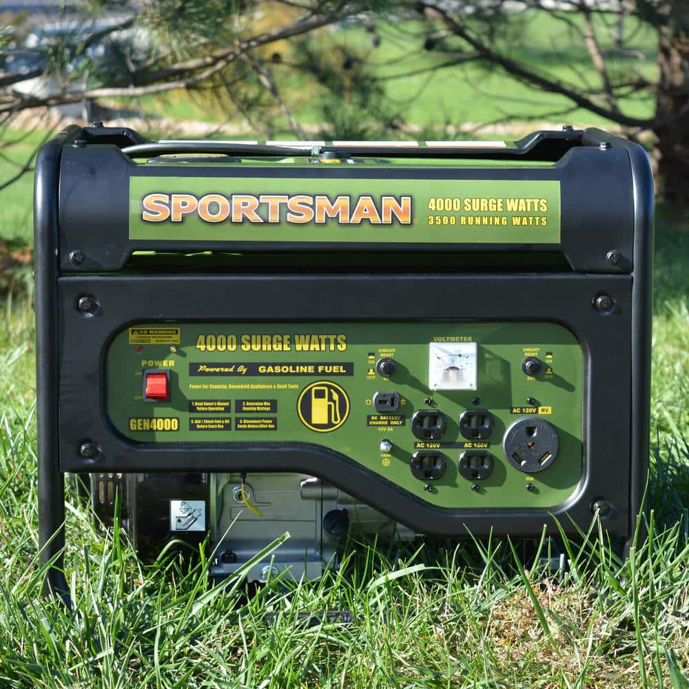 Sportsman 4000Watt3500Watt Recoil Start Gasoline Powered Portable Generator with RV Outlet CO Detector and AutoShutoff