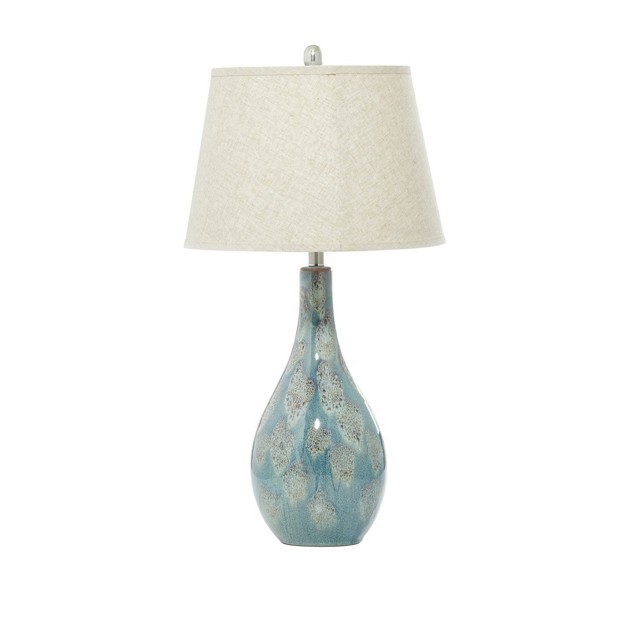 Ceramic Table Lamp With Drum Shade Set Of 2 Turquoise Olivia amp May