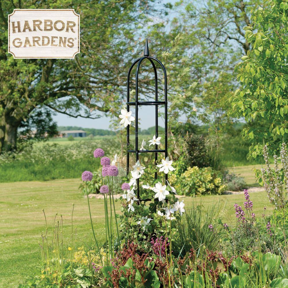 Harbor Gardens 96 in. H Black Metal Garden Obelisk Trellis R352HG