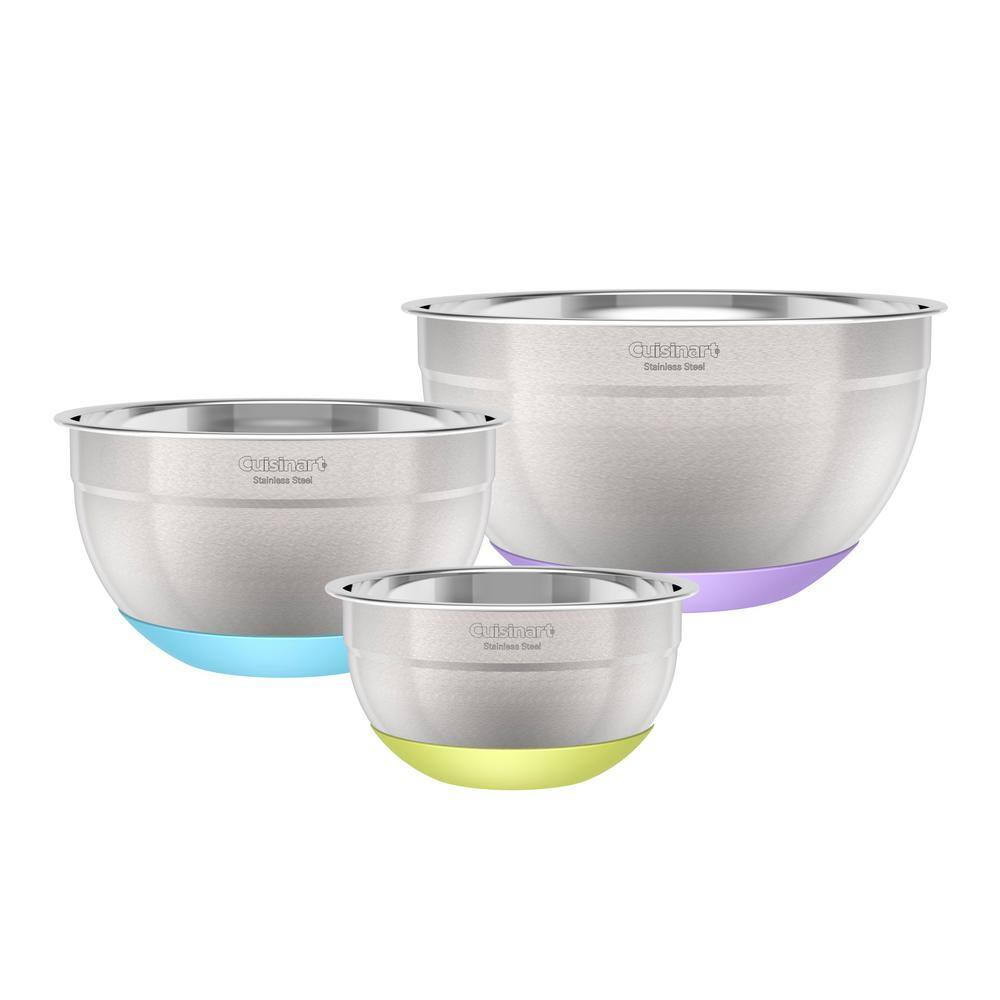 Cuisinart Set of 3 Stainless Steel Mixing Bowls with Non-slip Base CTG-00-SMBS