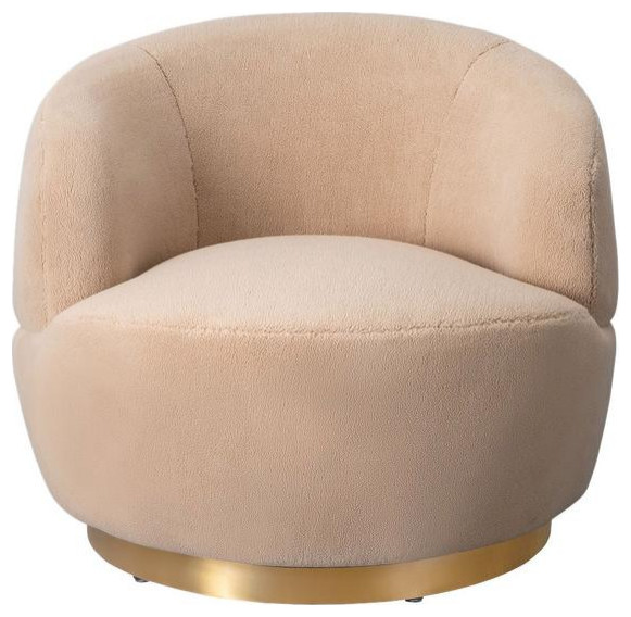 Tessa Faux Lamb Wool Swivel Chair   Contemporary   Armchairs And Accent Chairs   by AED Luxury Home Decor  Houzz