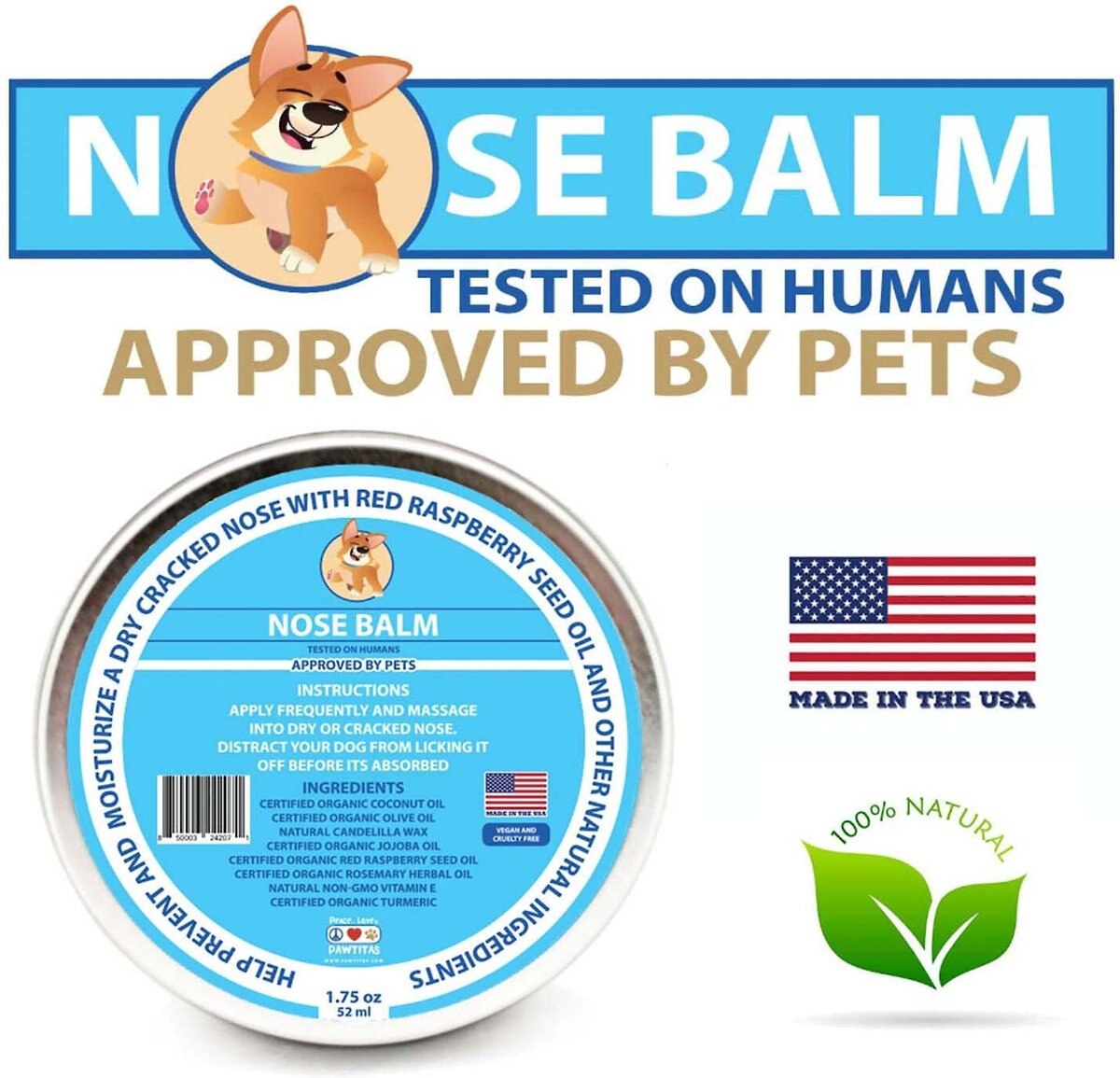 Pawtitas Organic Nose Dog Balm Moisturizer