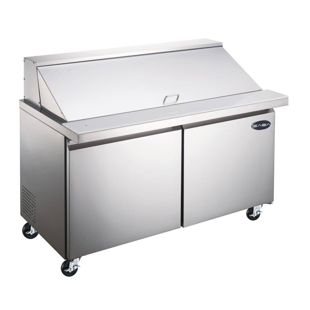 SABA 36.25 in. W 7.8 cu. ft. Commercial Mega Food Prep Table Refrigerator Cooler in Stainless Steel SPS-36-15M