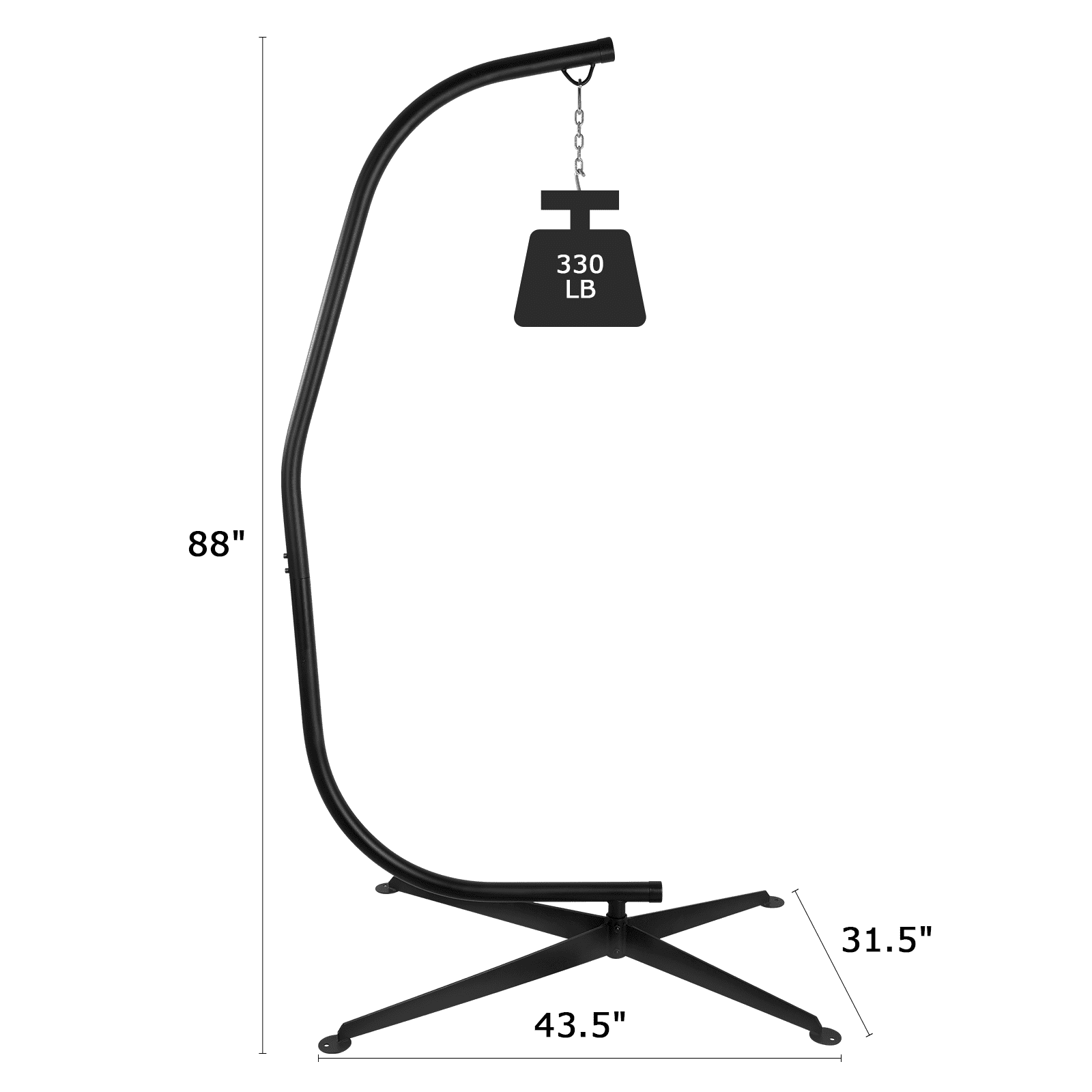 CozyBox Hammock Chair Stand Only - Metal C-Stand for Hanging Hammock Chair - Indoor or Outdoor Use - Durable 300-Pound Capacity - Black