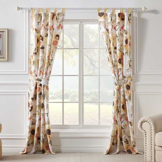 Somerset Curtain Panels set Of 2 With Tiebacks 84in X 42in Gold By Greenland Home Fashions