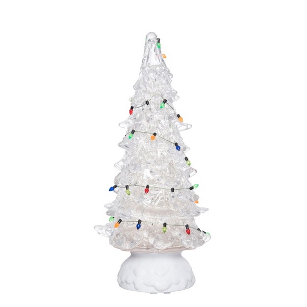 Transpac Artificial 12 In Off white Christmas Plastic Light Up Glitz Tree With Vintage Lights