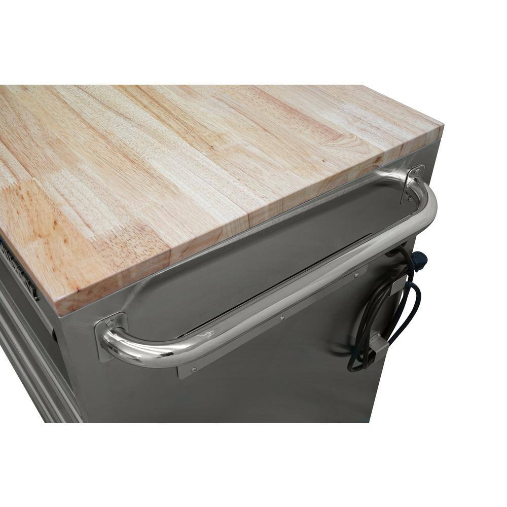 Husky 72 in. x 24 in. D Standard Duty 18-Drawer Mobile Workbench Tool Chest with Solid Wood Top in Stainless Steel HOTC7218JX1M