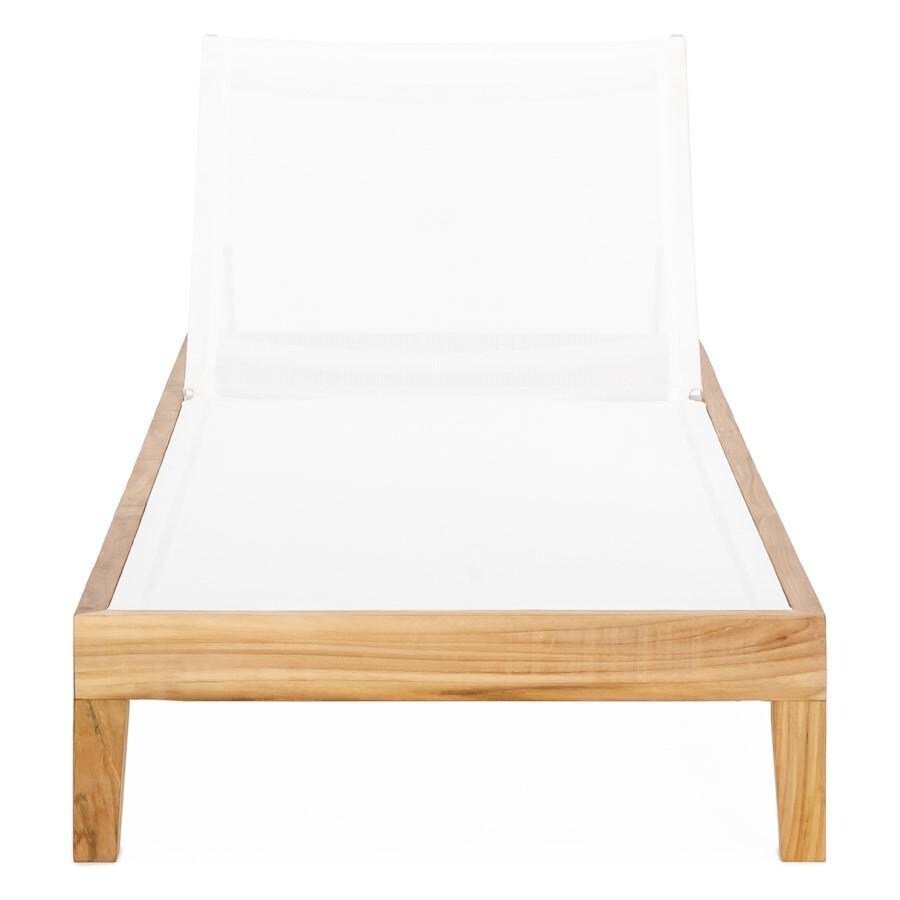 Signature Sabine Landing Teak Patio Chaise Lounge W/White Sling