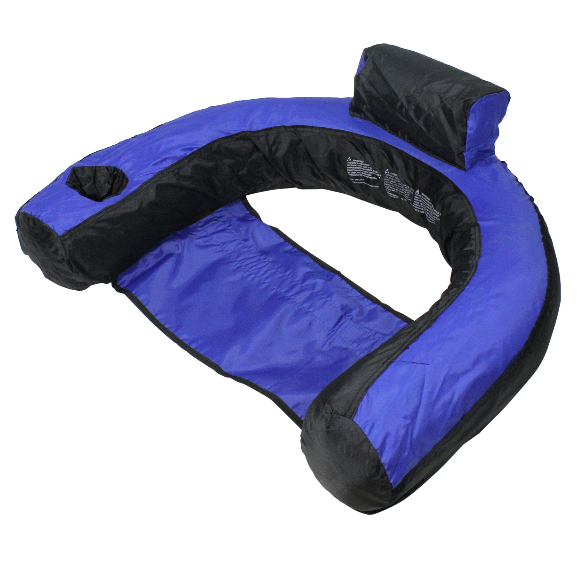 28" Inflatable Blue and Black Floating U-Seat Swimming Pool Lounger