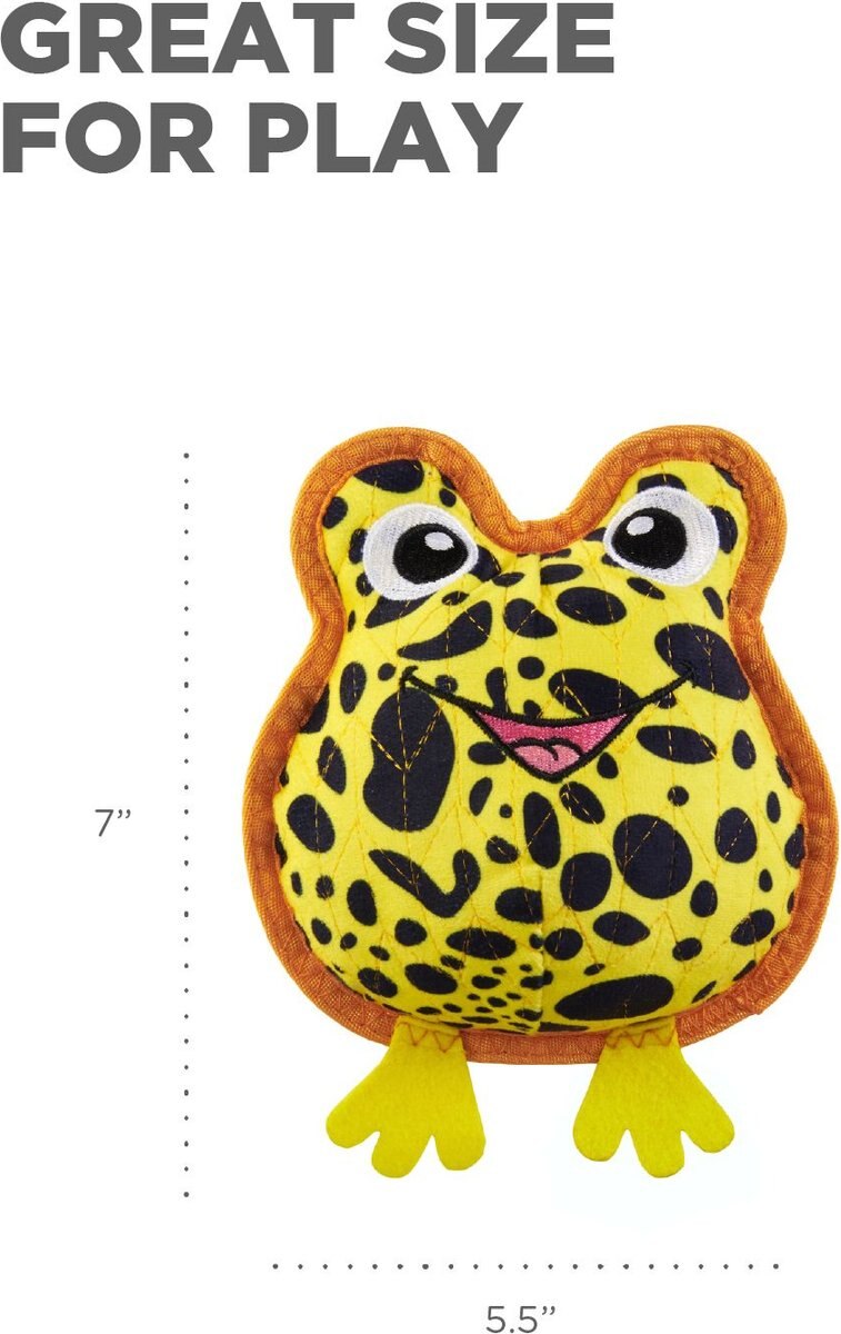 Outward Hound Xtreme Seamz Dart Frog Squeaky Durable Dog Toy， Yellow， Medium