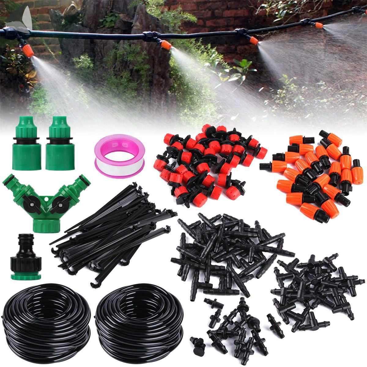 Sixtyshades 50FT Auto Drip Irrigation System Kits with Adjustable Dripper， 1/4