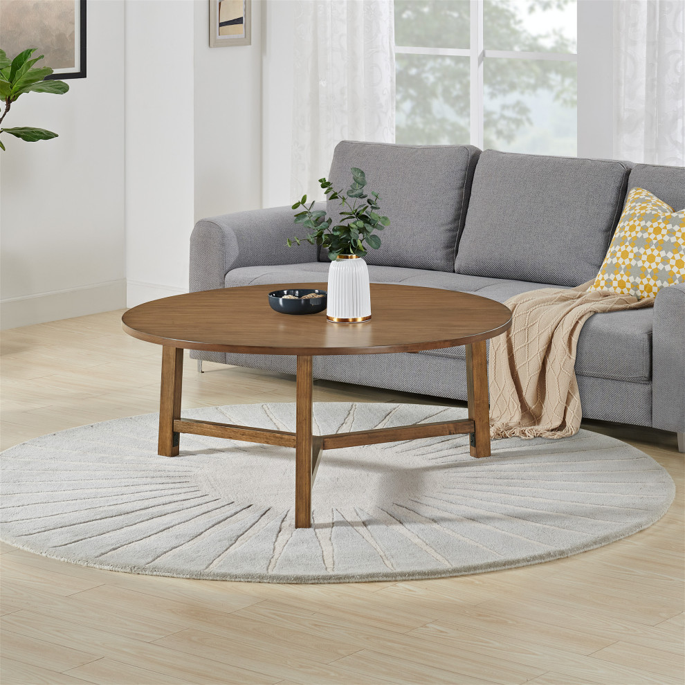 Alaterre 44 inch Newbury Round Coffee Table  Pecan   Modern   Coffee Tables   by Trademark Global  Houzz