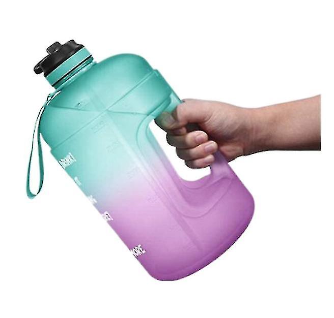 Plastic Sports Water Bottle Large Capacity Gradient Ribbon Scale Outdoor Water Bottle