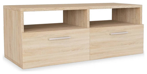 vidaXL TV Stand TV Console Sideboard TV Unit Engineered Wood Oak and White   Transitional   Entertainment Centers And Tv Stands   by vidaXL LLC  Houzz