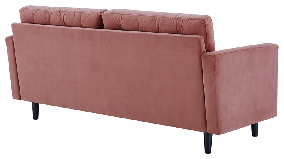 Mid Century Sofa  Velvet Upholstery With Button Tufted Seat  ampBack   Traditional   Sofas   by Declusia  Houzz