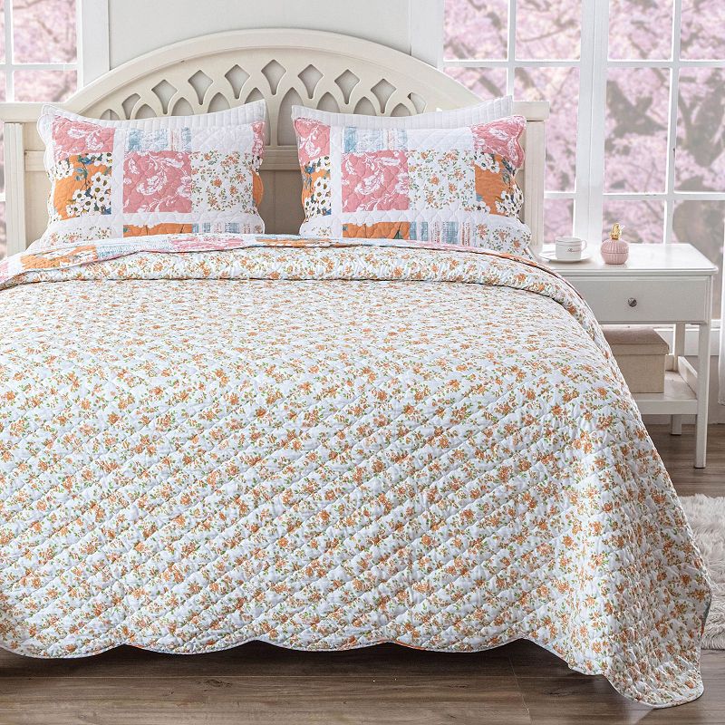 Everly Shabby Chic Style Floral Design All Season Best Quality Quilt Set