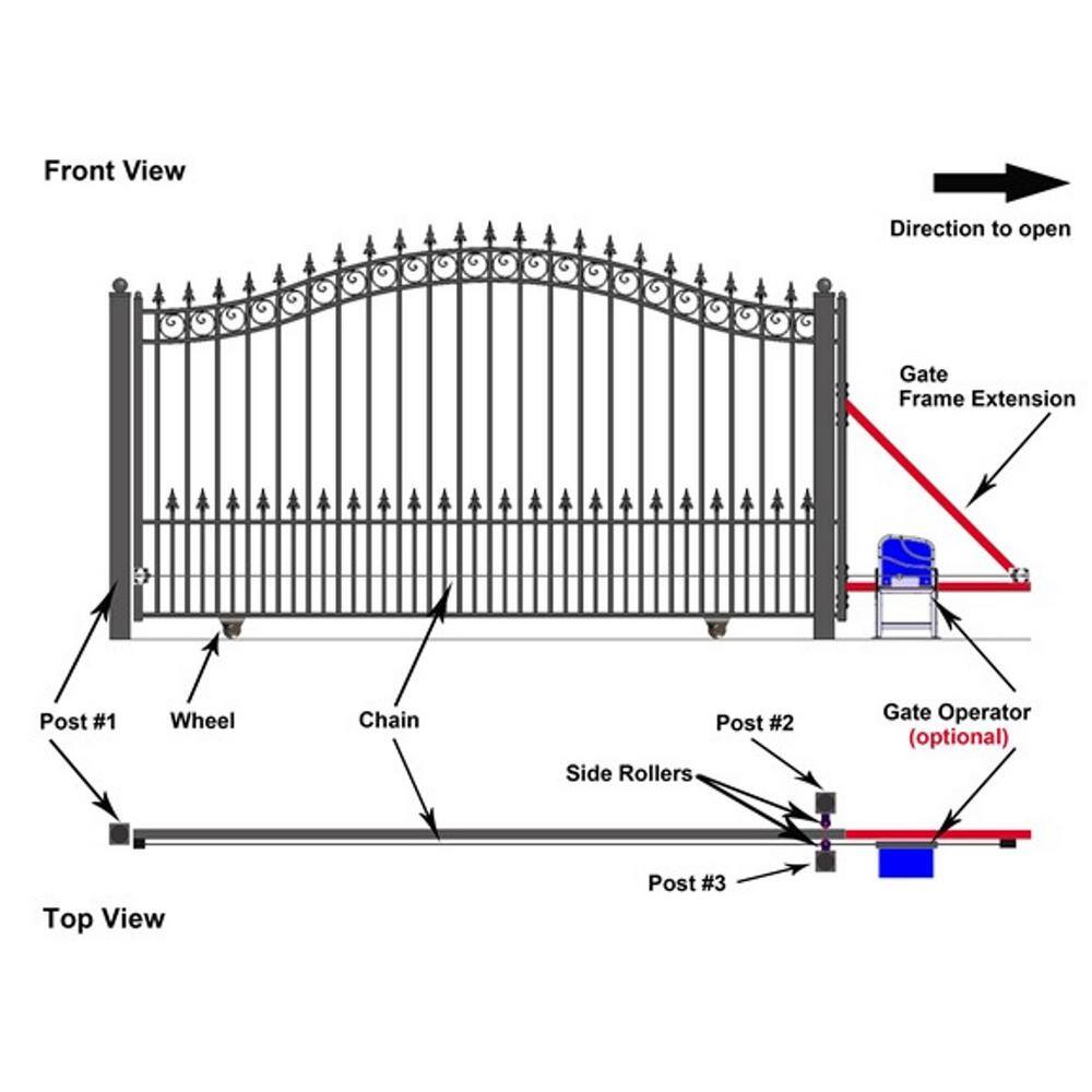 ALEKO Prague Style 18 ft. x 6 ft. Black Steel Single Slide Driveway Fence Gate DG18PRASSL-HD