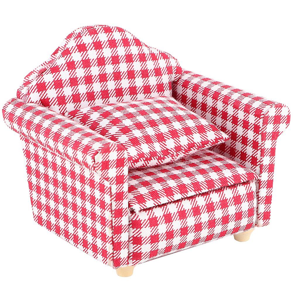 Miniature Single Sofa Couch Armchair With Pillow For 1:12 Dolls Diy Dollhouse Accessories (#1)