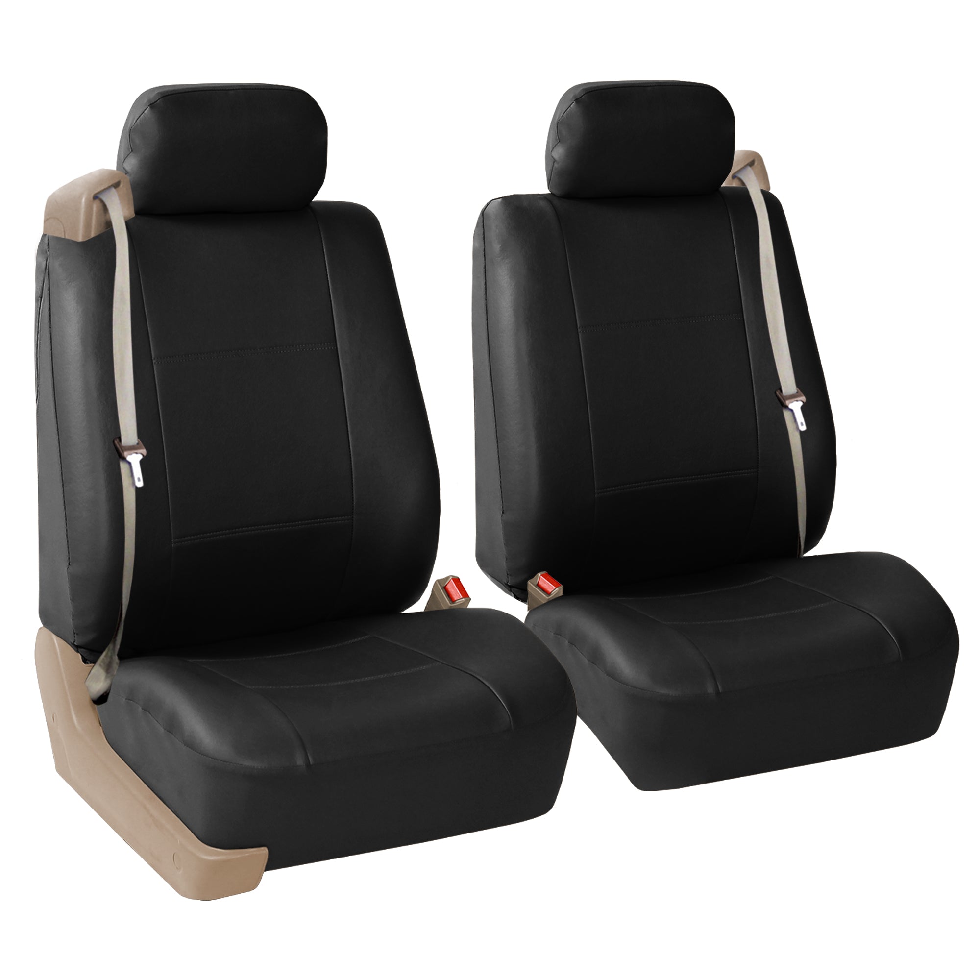 FH Group PU Leather Integrated Seatbelt Seat Seat Covers for Auto， Full Set - 4 Colors