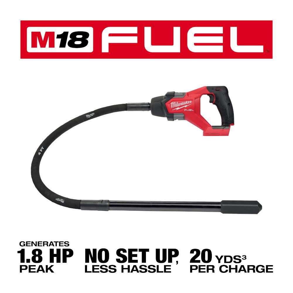 Milwaukee M18 FUEL 4' Concrete Pencil Vibrator Bare Tool 2910-20 from Milwaukee