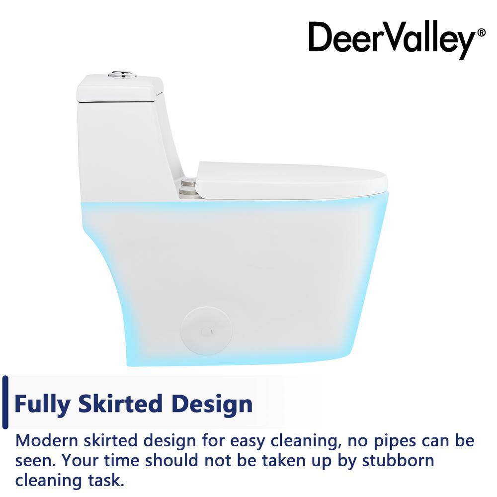 DEERVALLEY Prism 1-Piece 0.81.28 GPF Dual Flush Elongated Toilet in White Seat Included DV-1F52636