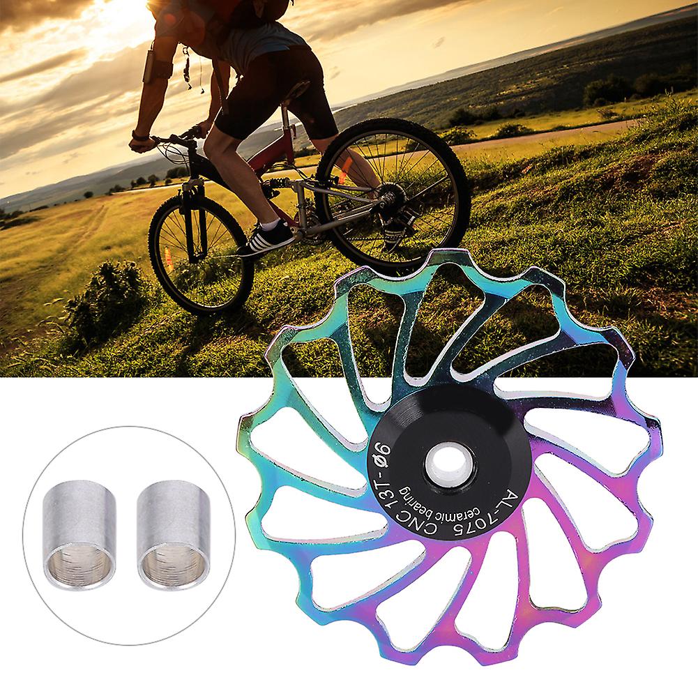 Mountain Bicycle Ceramics Rear Derailleur Pulley Transmission Bearings Bike Cycling Accessorycolorful-13t