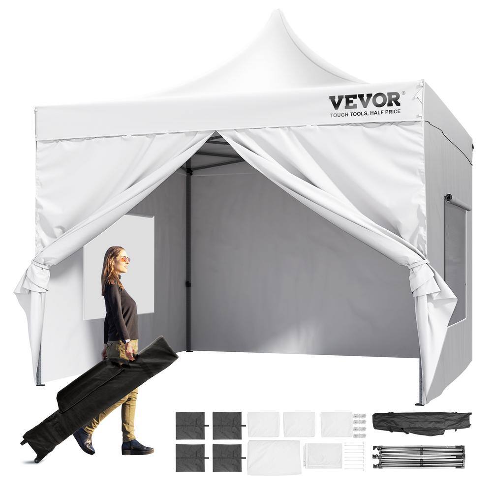 VEVOR 10 ft. x 10 ft. Pop Up Canopy with Sidewalls Adjustable Height Gazebo Tent Waterproof UV Resistant Outdoor Canopy Tent DCSYPBS1010FTGMH8V0