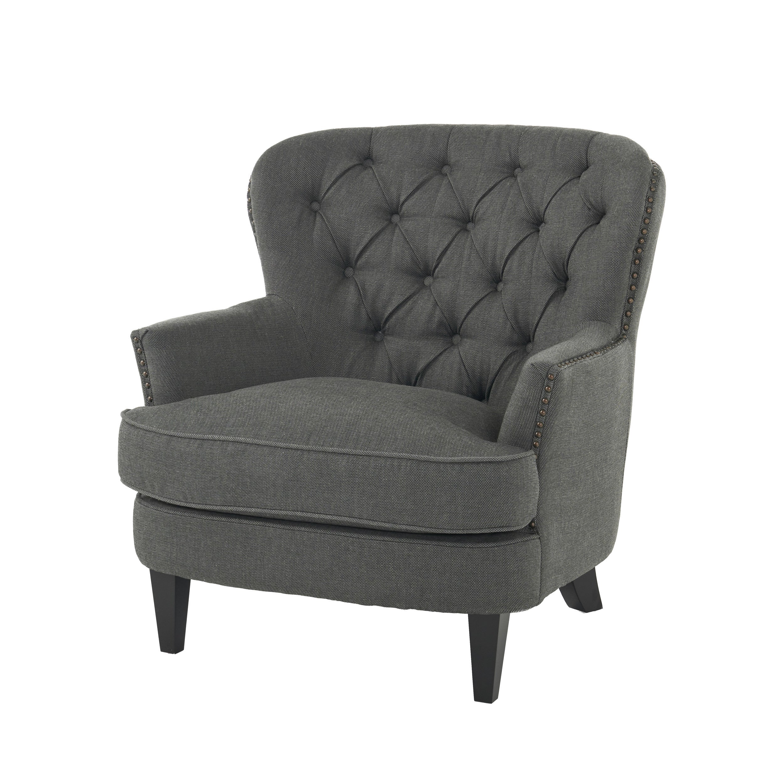 Alfred Button Tufted Fabric Club Chair