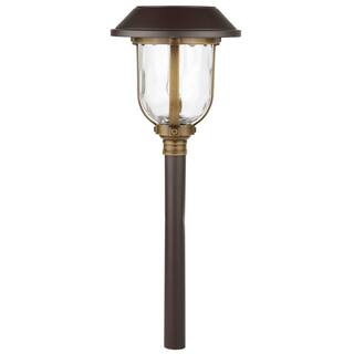 Hampton Bay Savannah 25 Lumens Solar 2-Tone Bronze and Brass LED Diecast Landscape Pathway Light Set with Vintage Bulb (4-Pack) SPC40007PK4