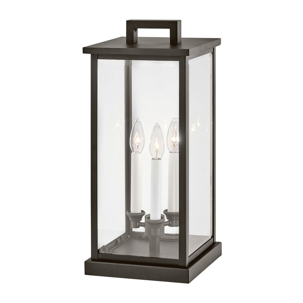 Hinkley Weymouth Collection Three Light Outdoor Large Pier Mount Lantern  Oil Rubbed Bronze