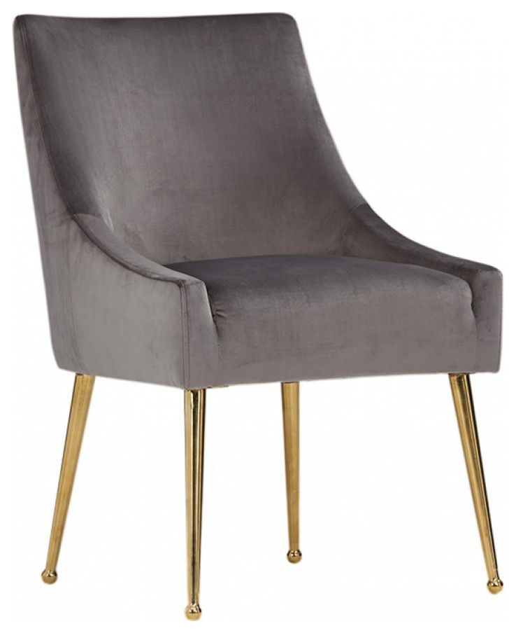 Set of Two Gray Rosegold Velvet Dining Chairs   Midcentury   Dining Chairs   by HomeRoots  Houzz