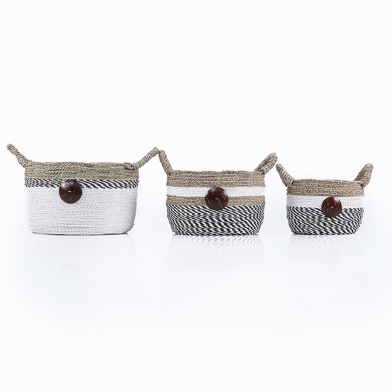 Saddle River Raffia and Seagrass Basket 3-piece Set